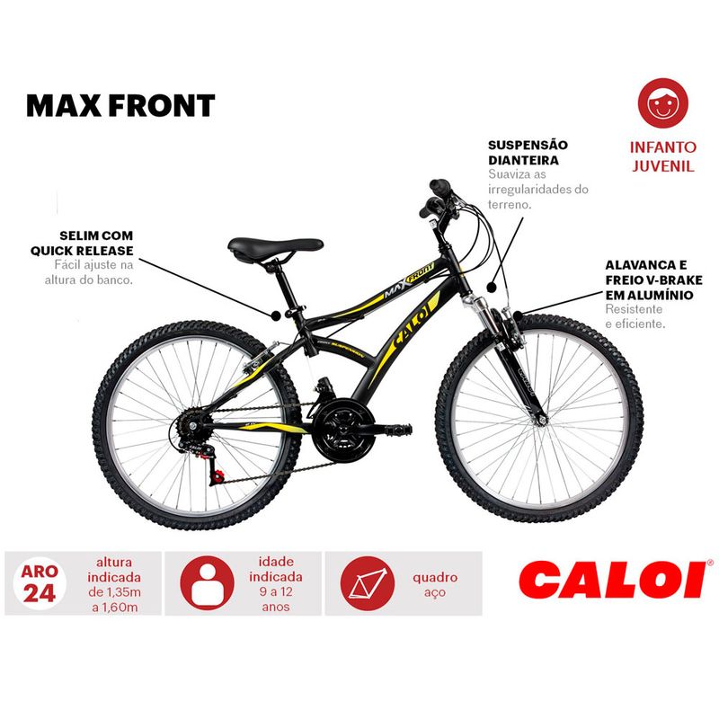 Bicicleta-ARO-24---Max-Front---Preta-e-Amarela---Caloi