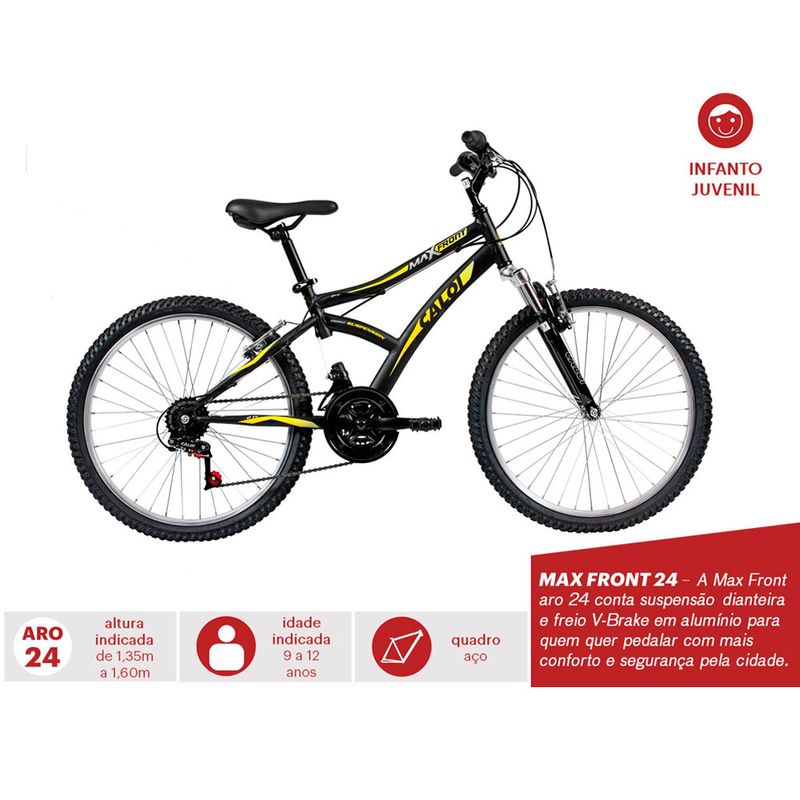 Bicicleta-ARO-24---Max-Front---Preta-e-Amarela---Caloi