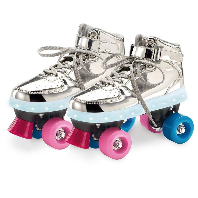 Patins-Classico---4-Rodas-com-LED---Prateado---Fun---Tam-37-38