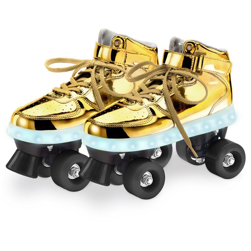 Patins-Classico---4-Rodas-com-LED---Dourado---Fun---Tam-37-38