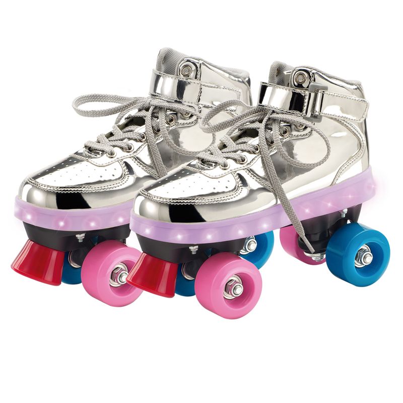 Patins-Classico---4-Rodas-com-LED---Prateado---Fun---Tam-37-38