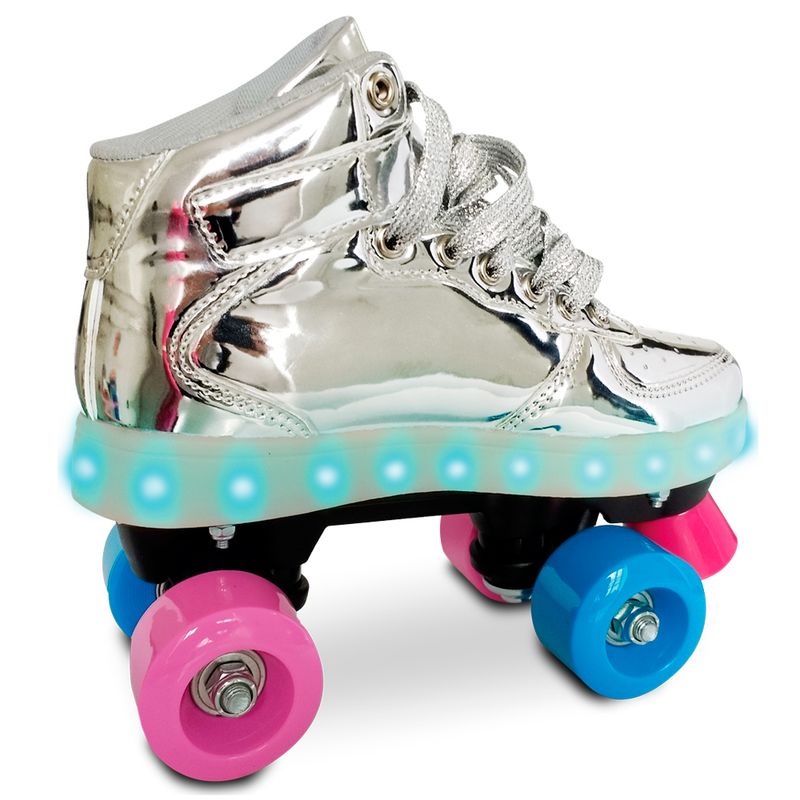 Patins-Classico---4-Rodas-com-LED---Prateado---Fun---Tam-37-38