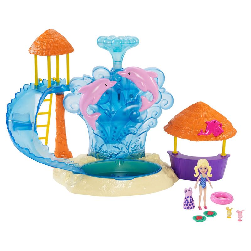 Playset-e-Mini-Boneca---Polly-Pocket---Parque-Aquatico-e-Golfinhos---Mattel