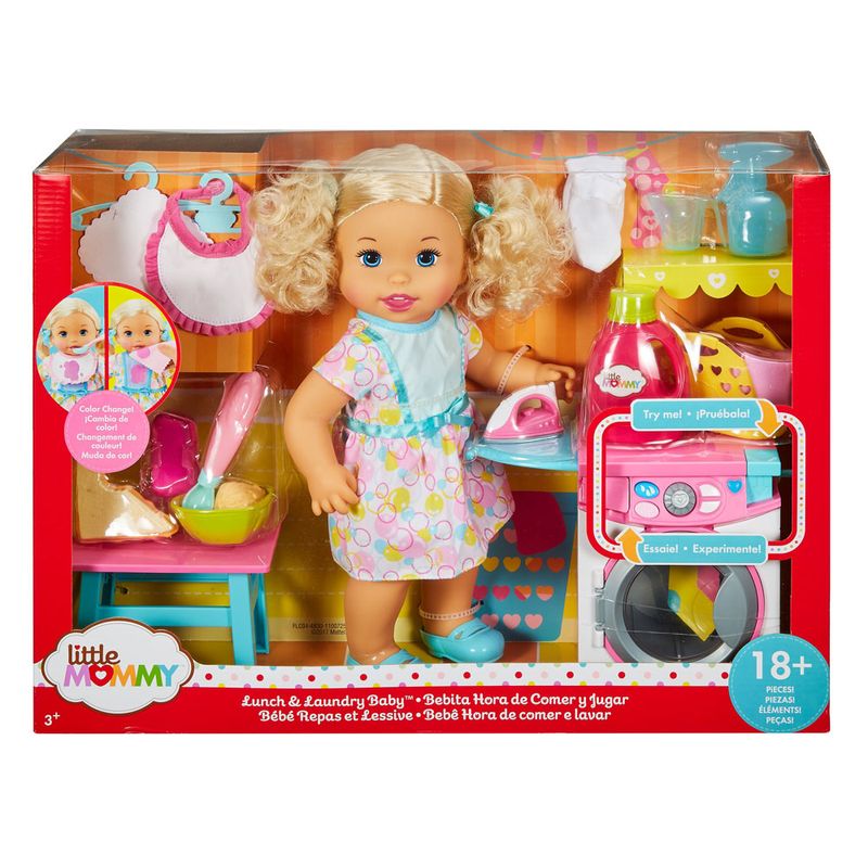 Boneca Bebe Little Mommy Hora de Comer e Lavar Mattel Ri Happy