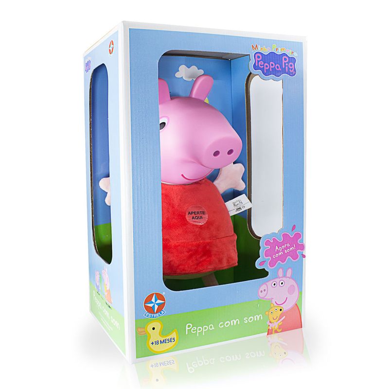 Pelucia-com-Sons---30-Cm-com-Cabeca-de-Vinil---Peppa-Pig---Peppa---Estrela