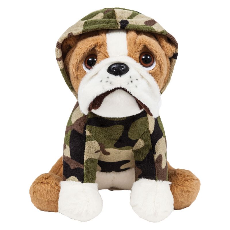 Pelucia---22-Cm---Cachorrinho---Bulldog-Sentado---Militar---Buba