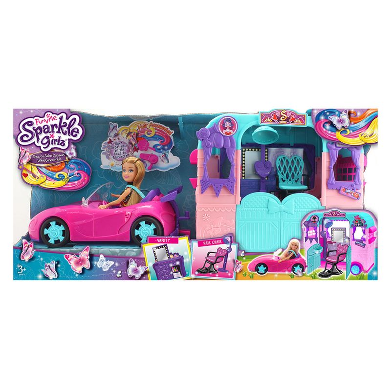 Playset-com-Veiculo-e-Boneca---Sparkle-Girlz---Beauty-Salon---DTC