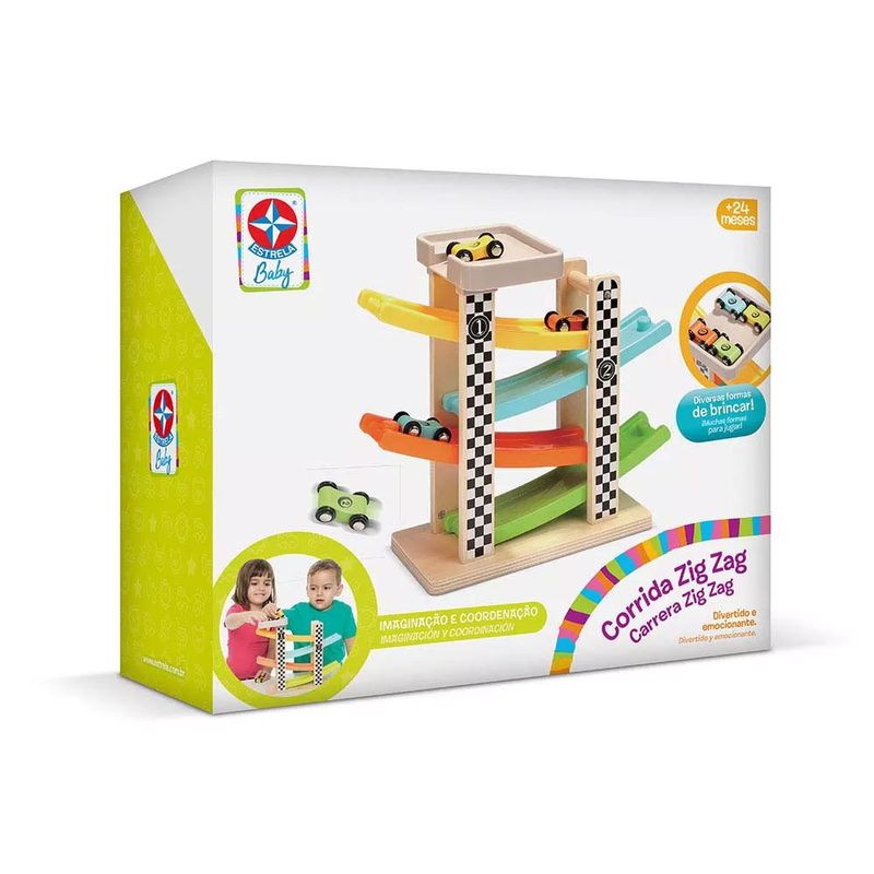 Confira Carrinhos de Madeira Corrida Zig-Zag Estrela Baby