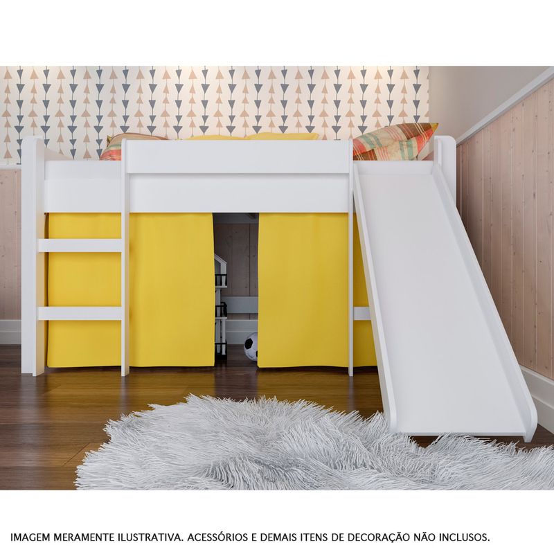 Cama-Elevada-com-Escorregador---Branco---Completa-Moveis