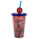 Copo-com-Canudo---350Ml---Disney---Marvel---Homem-Aranha---Zona-Criativa