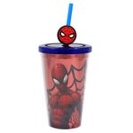 Copo-com-Canudo---350Ml---Disney---Marvel---Homem-Aranha---Zona-Criativa