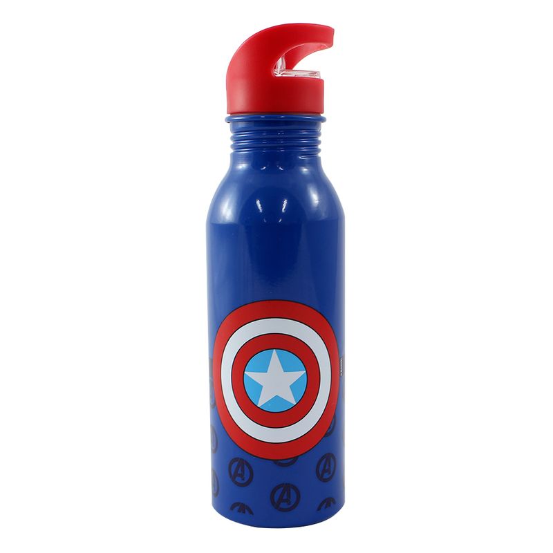 Garrafa-de-Aluminio-com-Canudo-Retratil---600Ml---Disney---Marvel---Capitao-America---Zona-Criativa