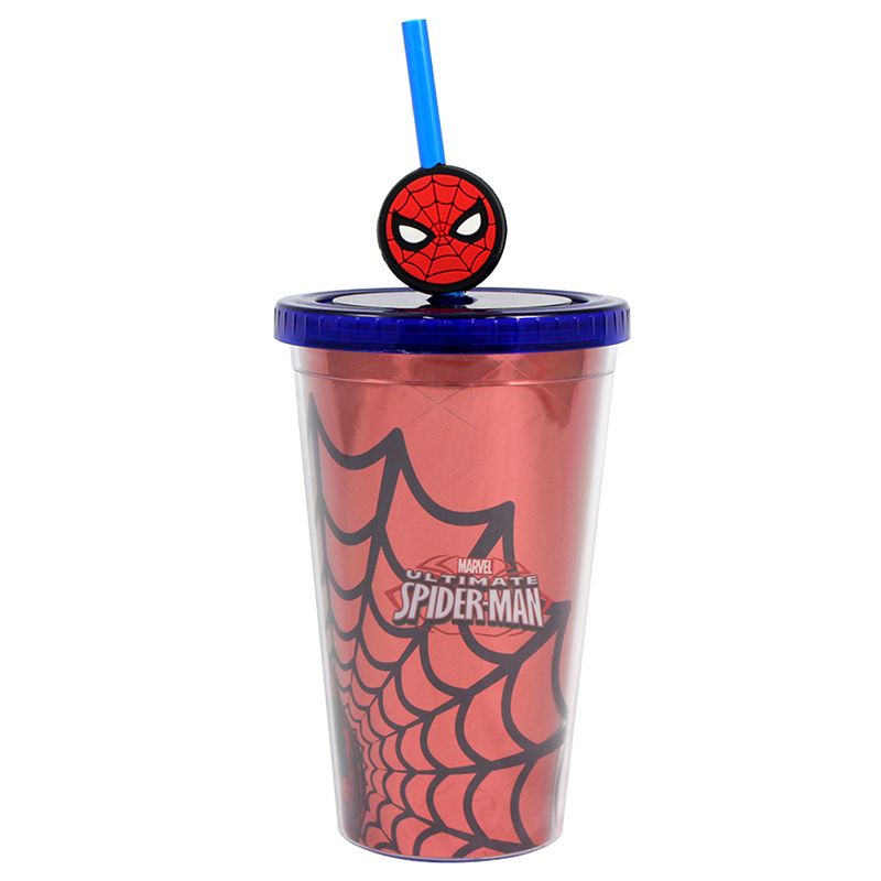 Copo-com-Canudo---350Ml---Disney---Marvel---Homem-Aranha---Zona-Criativa