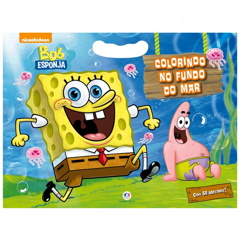 Livro-com-50-Adesivos---Bob-Esponja---Nickelodeon---Colorindo-no-Fundo-do-Mar---Ciranda-Cultural