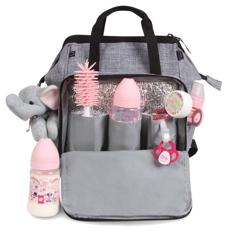 Mochila-Maternidade---Baby-Bag---Casual-Com-Trocador---Cinza---Baby-Go