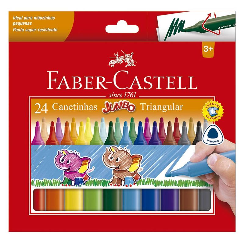 Canetas-Hidrograficas---Jumbo---Triangular---24-Cores---Faber-Castell