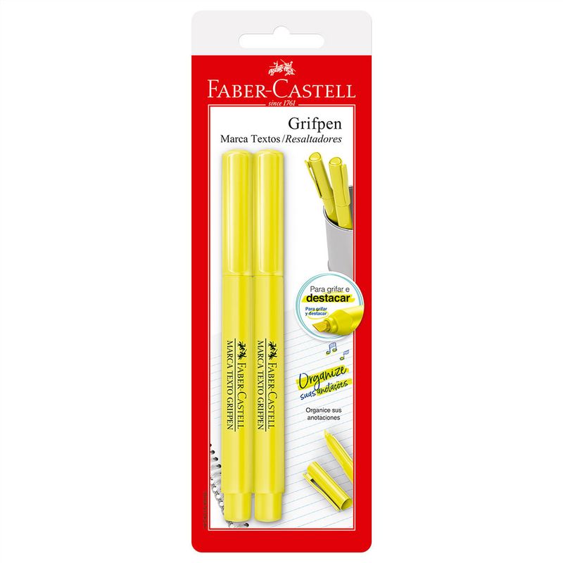 Caneta-Marca-Texto---Grifpen---2-Cores---Amarela---Faber-Castell