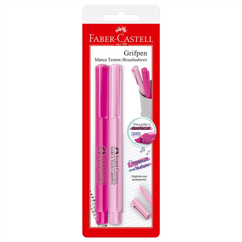 Caneta-Marca-Texto---Grifpen---2-Cores---Rosa---Faber-Castell