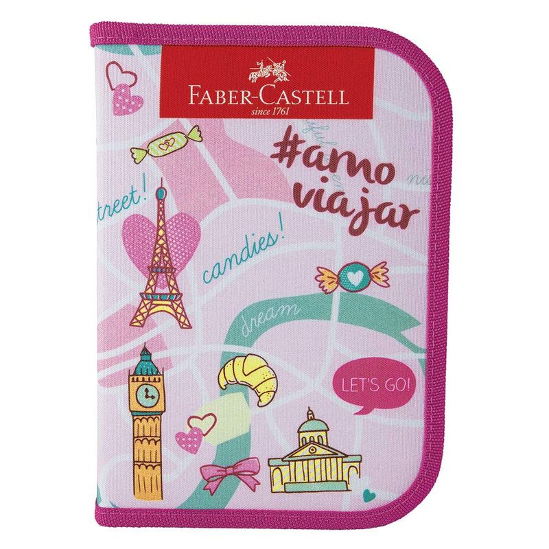 Estojo-Escolar---Nylon---Let-s-Go---Rosa---Faber-Castell
