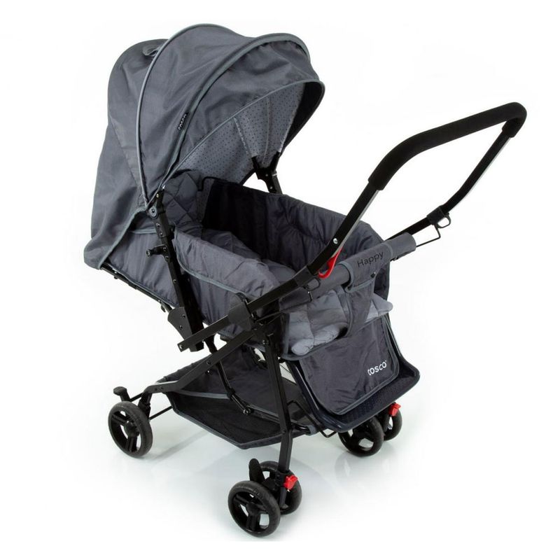 Carrinho-de-Passeio---Reclinavel---Happy---Cinza---Cosco