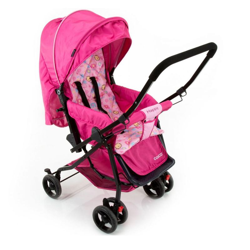 Carrinho-de-Passeio---Reclinavel---Happy---Rosa---Cosco