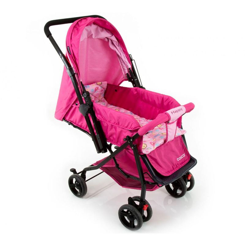 Carrinho-de-Passeio---Reclinavel---Happy---Rosa---Cosco