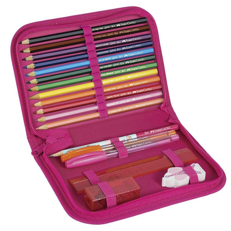 Estojo-Escolar---Nylon---Let-s-Go---Rosa---Faber-Castell