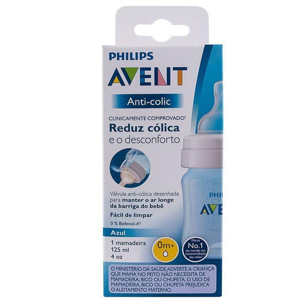 ミルク Confira Mamadeira - Clássica Azul - Anti Cólica - 125 ml - Philips