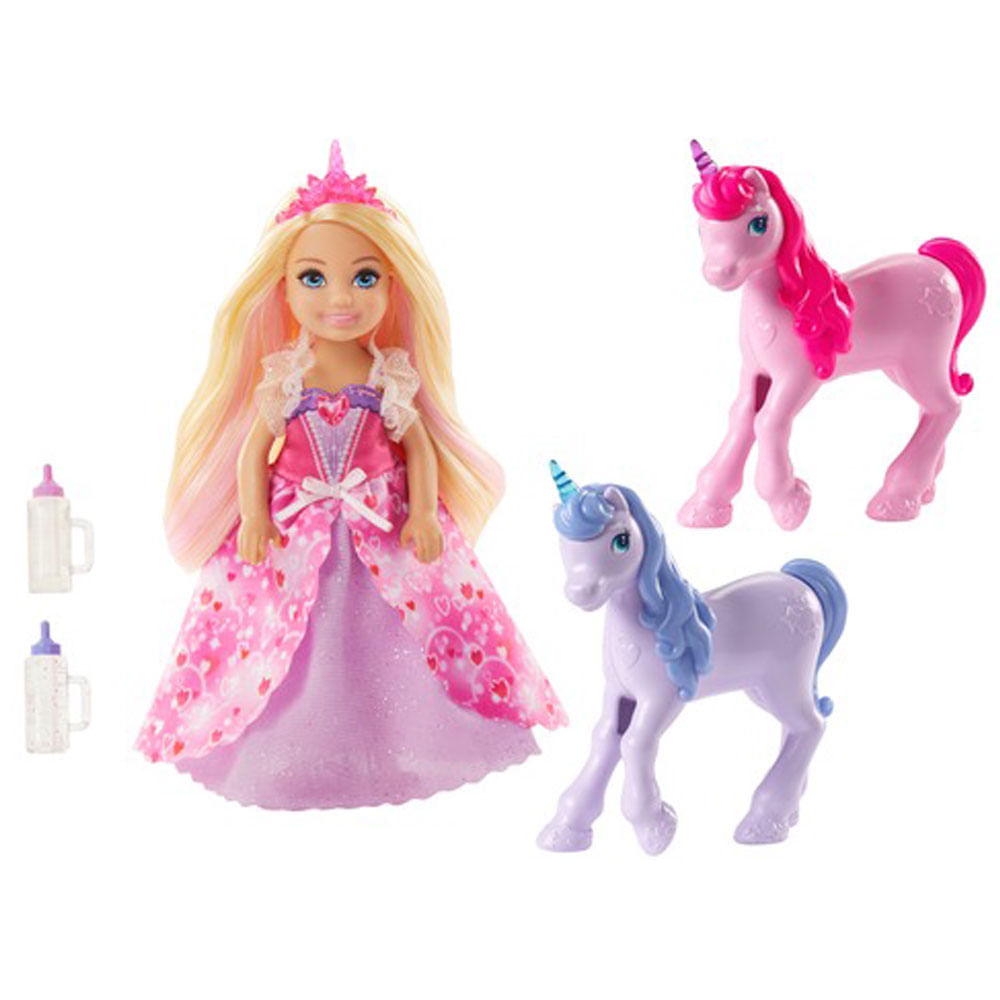 Confira Boneca Barbie Princesa Chelsea e Bebês Unicórnios