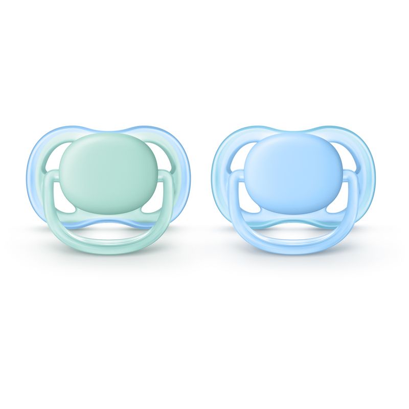 Chupetas-Ultra-Air-Dupla---Lisa-Azul-e-Verde---0-a-6-Meses---Philips-Avent