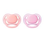 Chupetas-Ultra-Air-Dupla--Lisa-Rosa---0-a-6-Meses---Philips-Avent