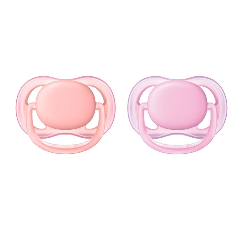 Chupetas-Ultra-Air-Dupla--Lisa-Rosa---0-a-6-Meses---Philips-Avent