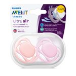 Chupetas-Ultra-Air-Dupla--Lisa-Rosa---0-a-6-Meses---Philips-Avent