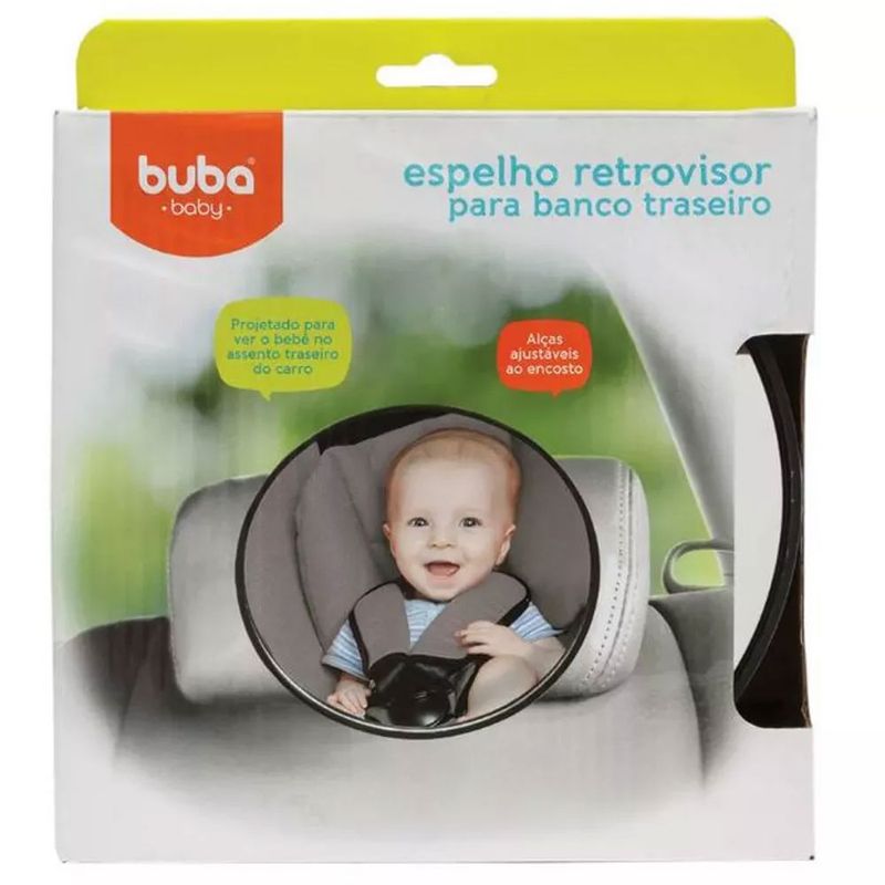 Espelho Retrovisor Oval Premium Banco Traseiro Carro Bebê Cor Preto