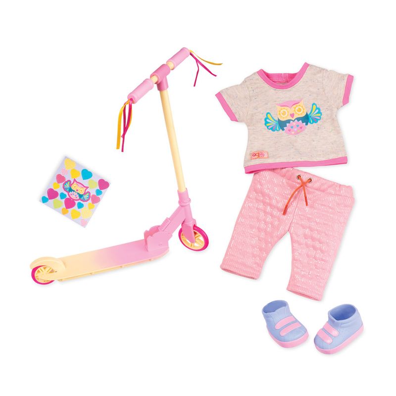 Acessorios-Para-Bonecas---Our-Generation---Conjunto-de-Roupas-e-Patinete