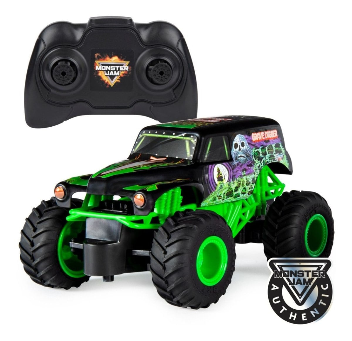 Monster Jam 1:24 - Carro com Controle Remoto - Grave Digger - Sunny - Ri  Happy