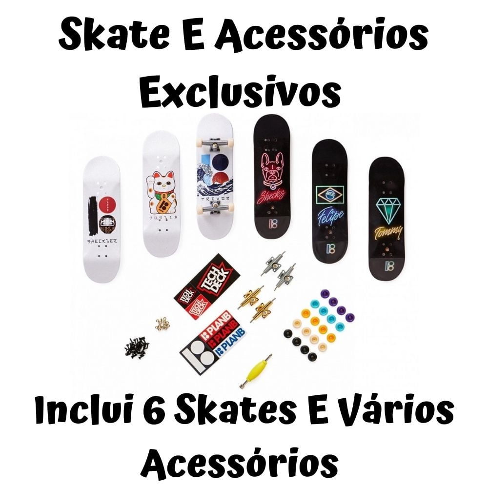 Skates De Dedo Tech Deck Kit Com 6 Sk8 Shop Acessórios Sunny - JP