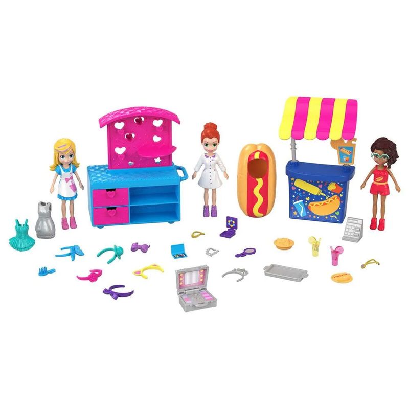 Playset-e-Mini-Boneca---Polly-Pocket---Carrinho-de-Moda-e-Comida---Mattel