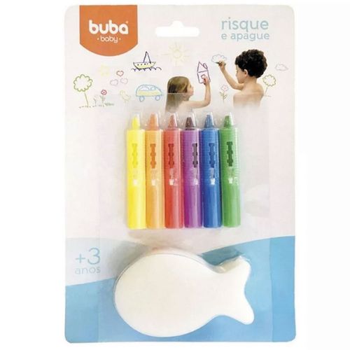 Lápis Risque e Apague com Esponja - Colorido - Buba