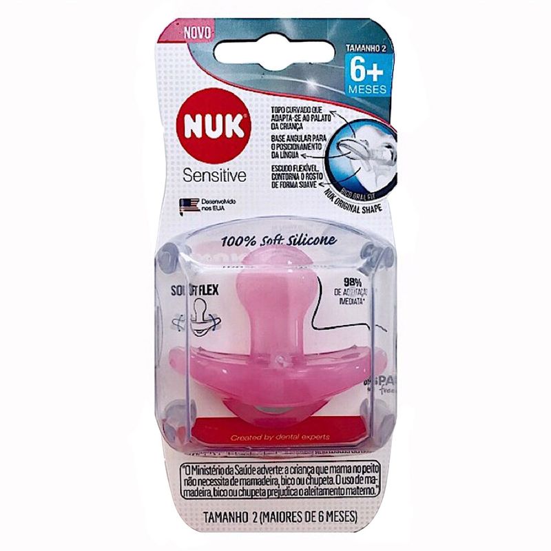 Chupeta---Sensitive-Soft---Rosa---Tamanho-2---Nuk_Frente
