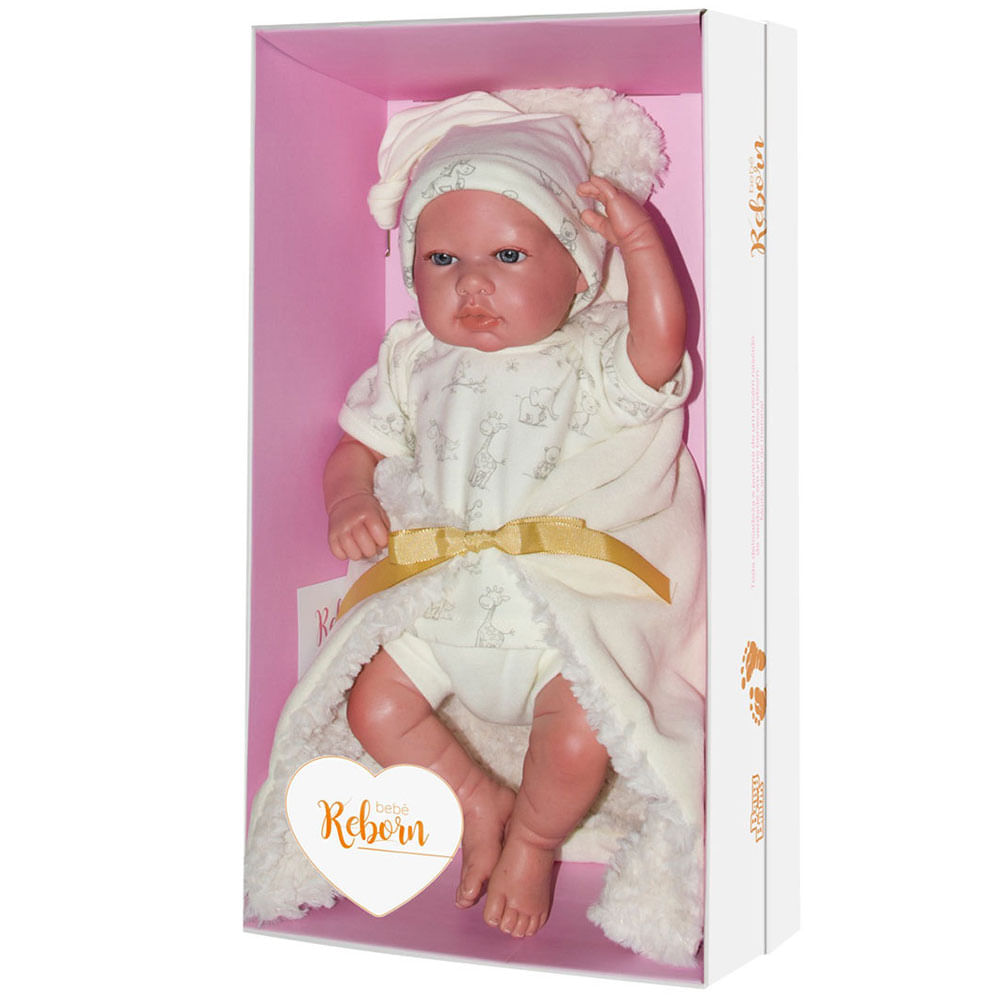 Boneca Bebê Reborn Olhos Abertos 40cm - Baby Brink