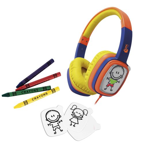 Headphone Infantil com Cards e Giz de Cera - Toon - Laranja e Azul - OEX Kids