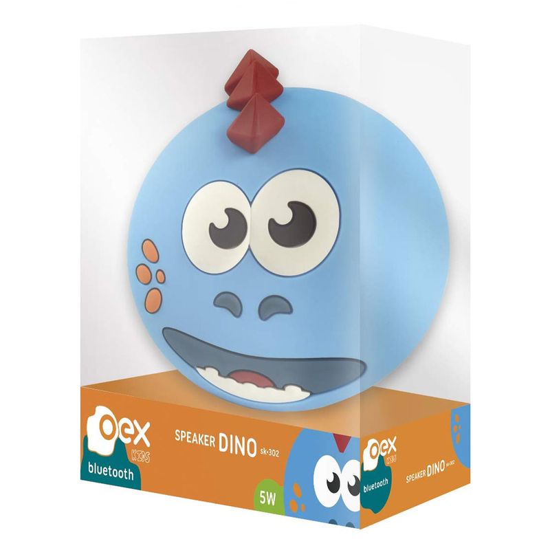 Caixa-de-Som-Portatil---Bluetooh---5W-RMS---Dino---Azul---OEX-Kids