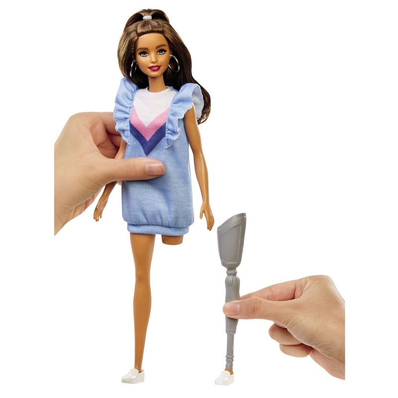 Boneca-Barbie-Fashionista---Morena---Vestido-Azul---PCD---Mattel