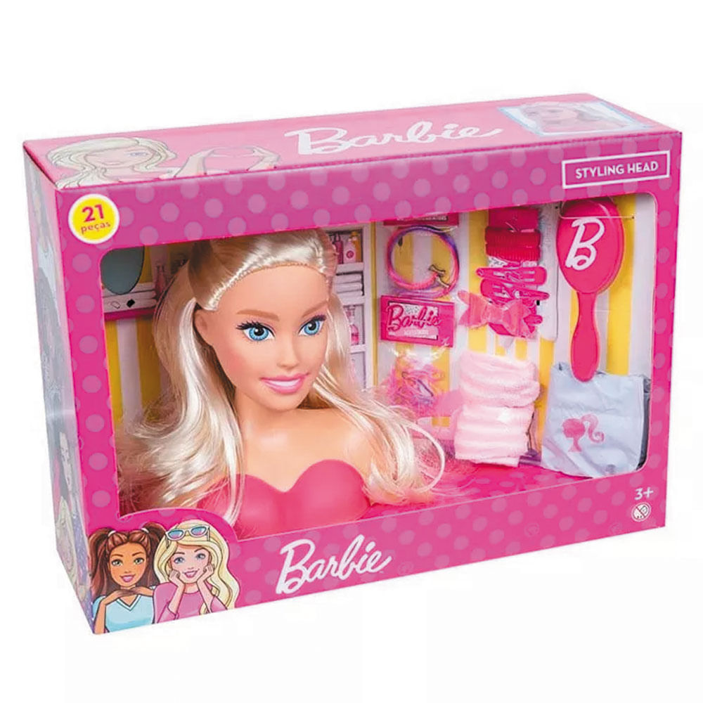 Busto de Boneca - Barbie - Hair Styling - 20 Peças - Pupee - Ri Happy