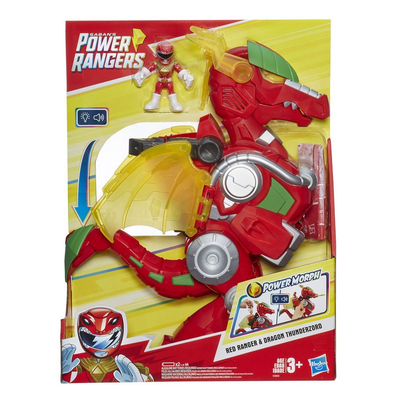 Figura-com-Luzes-e-Sons---39Cm---Power-Rangers---Power-Morph---Red-Ranger-e-Dragon-Thunderzord---Hasbro