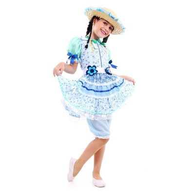 Roupa Festa Junina Conjunto Azul Caipira Infantil