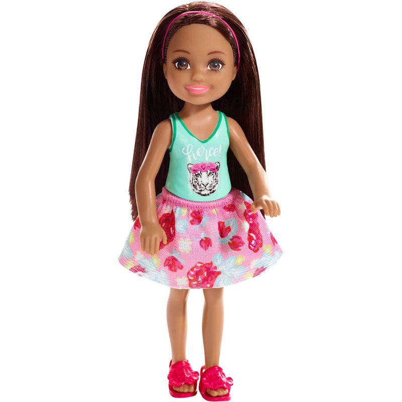 Mini-Boneca---Familia-da-Barbie---Chelsea-Club---Morena---Blusa-Tigre---Mattel