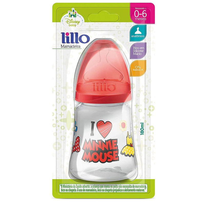 Mamadeira-Transparente---180Ml---Disney---Minnie-Mouse---Vermelha---Lillo