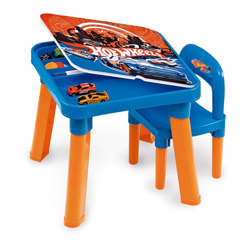 Mesa-Infantil-com-Cadeiras---Hot-Wheels---Barao